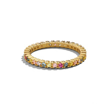 Gemnel custom jewelry women gold plated rainbow diamond engagement Ring